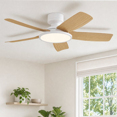 42" Easy-to-Install Modern Flush Mount Low Profile Small Room Ceiling Fan with LED Light and Remote