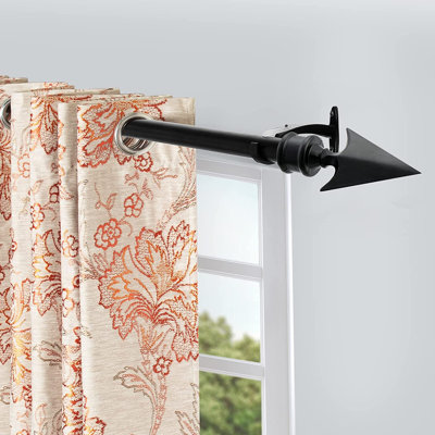 Tringle à rideaux extensible Deco Window (1 pièce) pour fenêtres et portes, longueur ajustable avec embouts décoratifs plats en forme de flèche (diamètre 3/4 po)