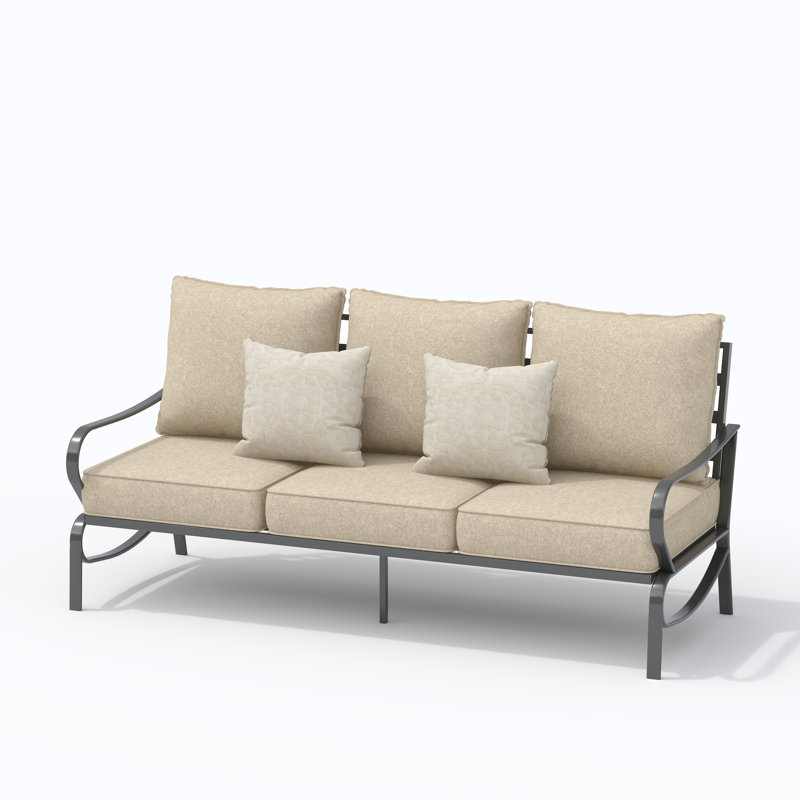 Canapé d'extérieur en fer pour 3 personnes, Beige