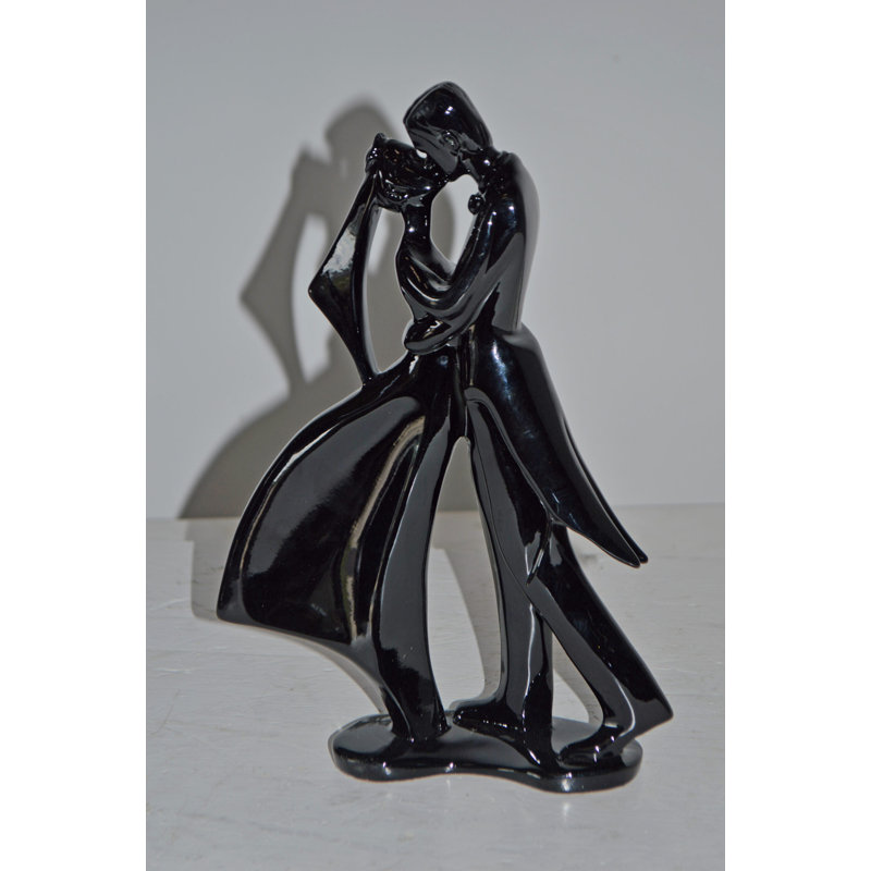 Abdiel Bride and Groom Resin Statue Modern Art - Size: 3"L x 9"W x 12"H., Black