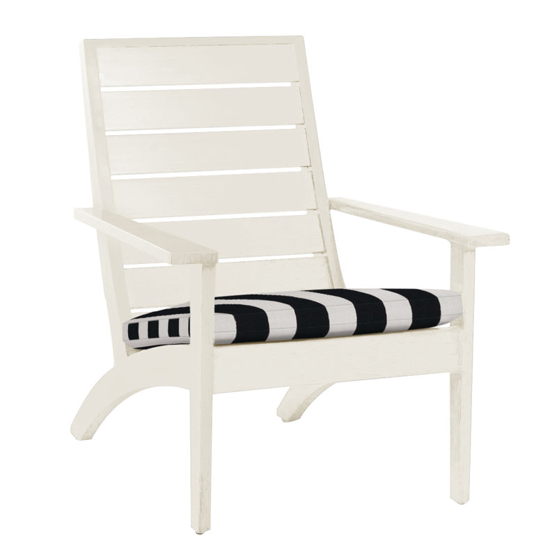 Kennebunkport Aluminum Adirondack Chair - Chalk, No Welt, Cabana Stripe Midnight, Chalk