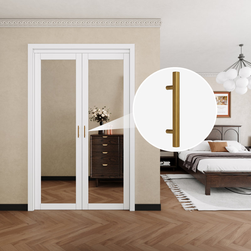 1 porte pivotante à miroir française avec quincaillerie (poignées incluses), 48 po x 80 po