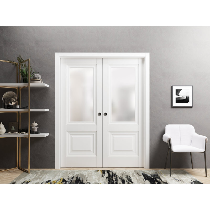 Portes blanches à panneau coulissant Lucia, 84 po x 80 po