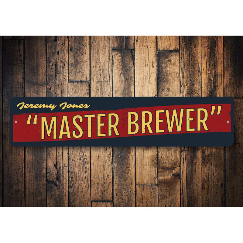 Enseigne en aluminium Master Brewer, H 6 po x l 24 po x P 0,06 po