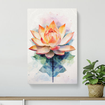 Lotus Flower Geometric No.2 - Wrapped Canvas