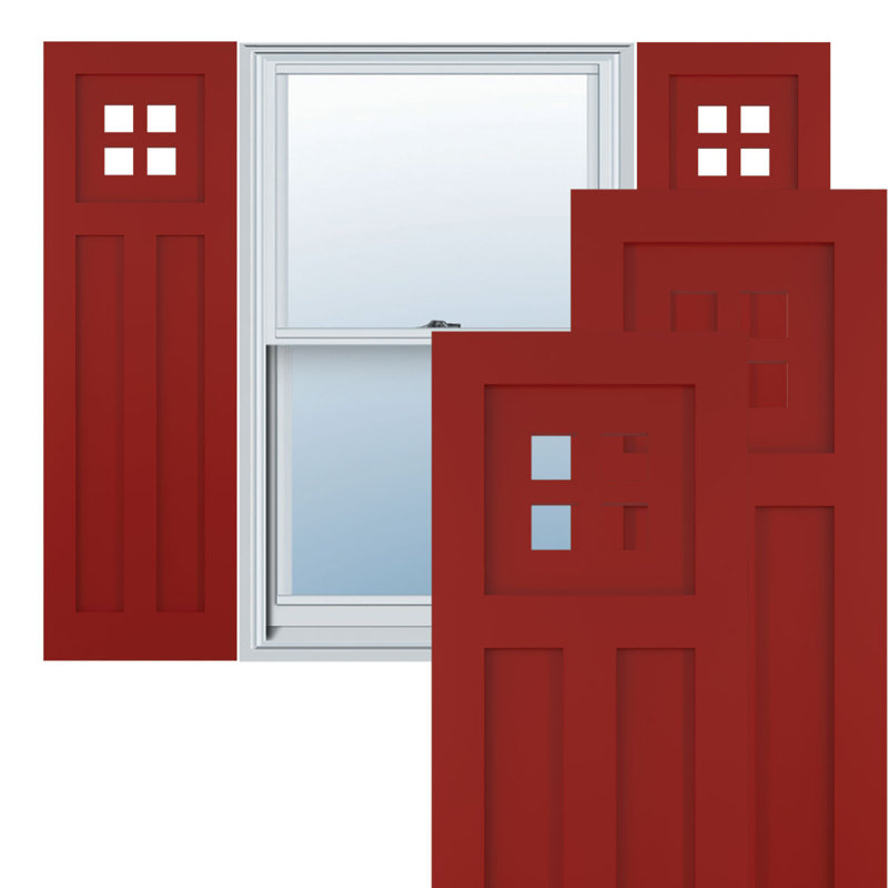 Volets à fixation fixe en PVC True Fit de style mission San Antonio, Rouge, 12", 28"