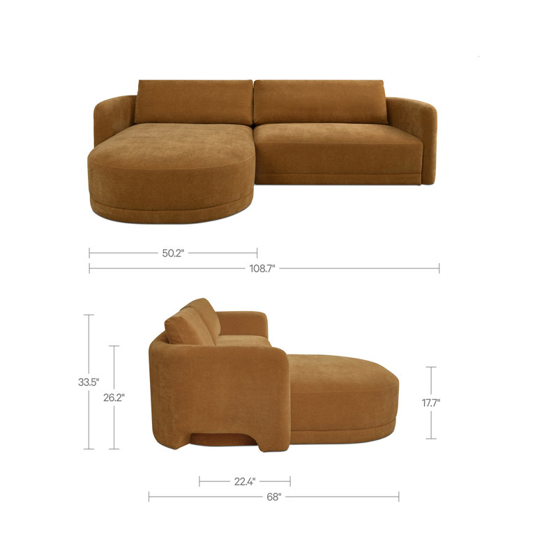 Emmy Sectional Ginger Left, Left Hand Facing, Ginger Polyester