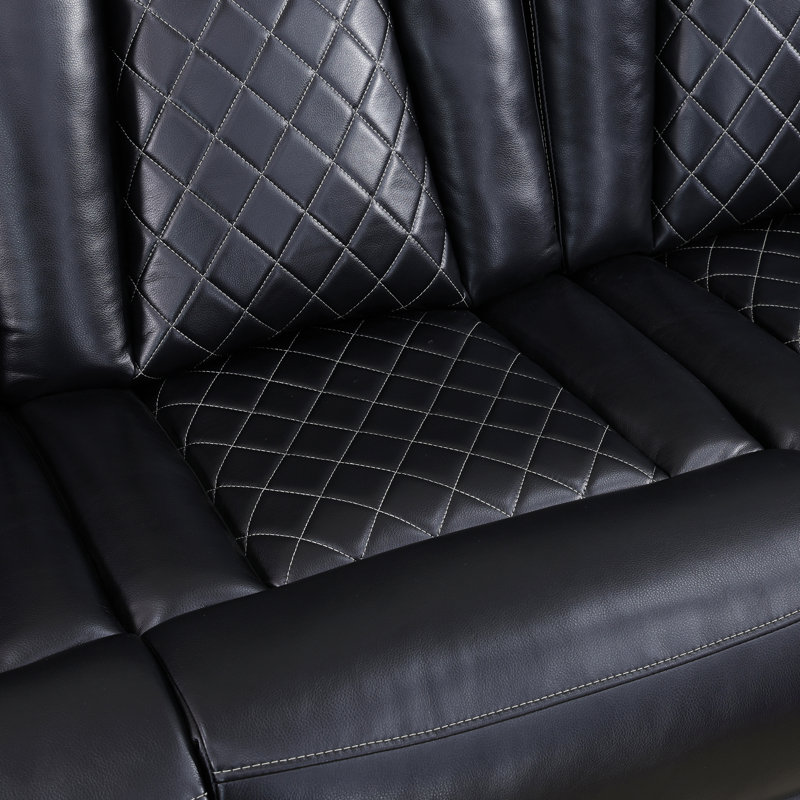 Ensemble de canapé modulaire inclinable électrique en cuir de 3 pièces avec chargeurs sans fil et éclairage DEL Charliee (ensemble de 3)