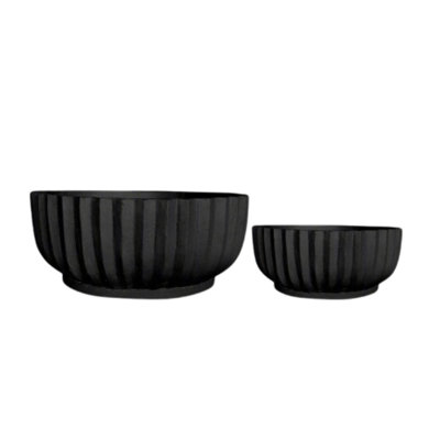 Fiber Clay Planter Set Of Two Gray