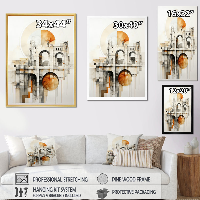 Impression sur toile Grey Bridge Minimalistic II - Cityscapes, H 20 po x l 12 po x P 1 po, Cadre flottant noir