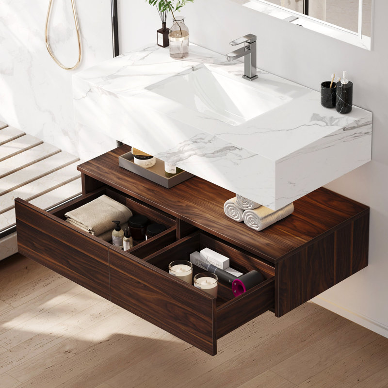 Alivn 39.4'' Single Bathroom Vanity with Stone Top