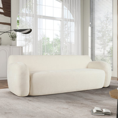 3 sièges incurvés pour appartements - 81,5 po de conception minimaliste, sièges confortables, siège de construction à compression de très grande largeur, expérience