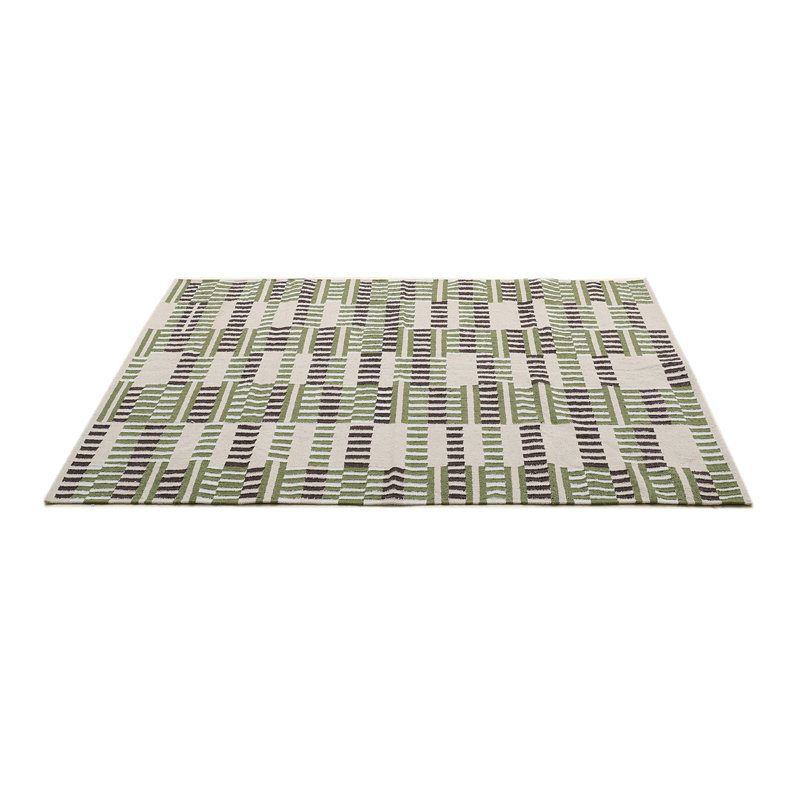 Static Geometric Area Rug in Green/Ivory, Rectangle 9' x 12'