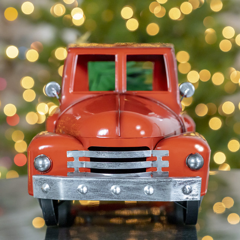 Camion de Noël à l'ancienne avec arbre, Rouge
