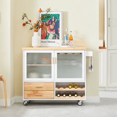 Solid Wood Top Kitchen Cart