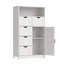 Armoire de rangement moderne en bois avec cinq tiroirs et une porte, armoire moderne autoportante