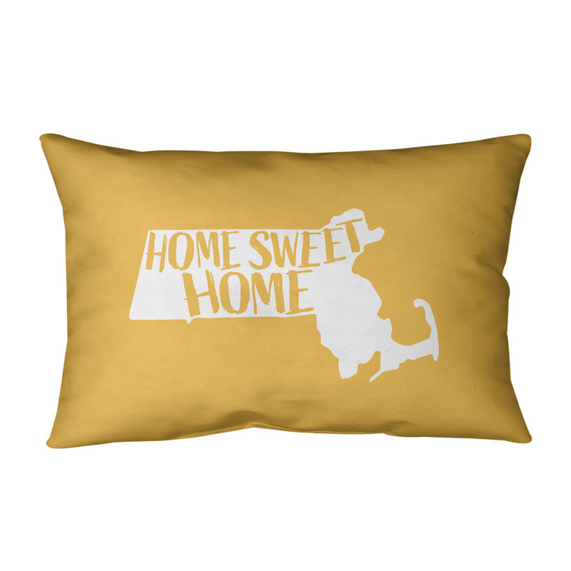 Outdoor Reversible Throw Pillow, Yellow, Massachusetts