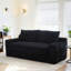 Canapé-causeuse avec mousse à mémoire de forme et structure en acier - sans assemblage, conception convertible 2-en-1, tissu en velours côtelé - canapé compact pour les petits espaces, les appartements, le bureau à domicile et la chambre à coucher (noir)-708000092