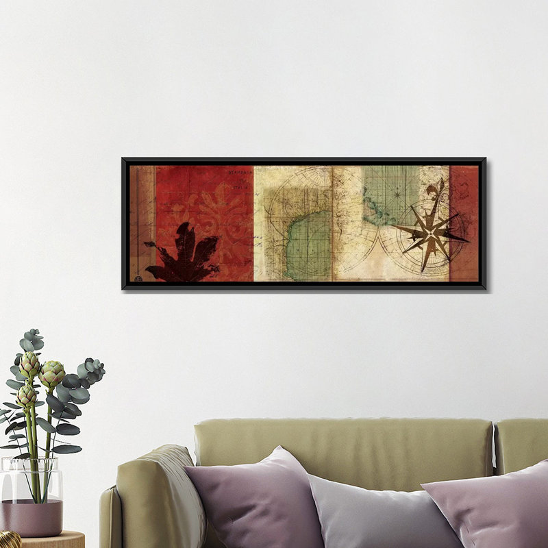 « travel i » par pi studio, reproduction d’impression sur toile tendue, H 12 po x l 36 po x P 1,5 po, Cadre noir