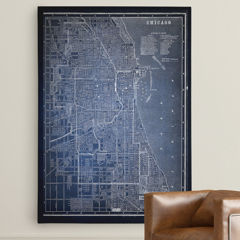 «Chicago Sketch Map», reproduction d'art graphique sur toile encadrée, H 32 po x l 24 po x P 1,5 po