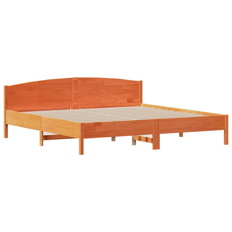 Plainville Solid Wood Bed, Wax Brown, 100cm x 200cm