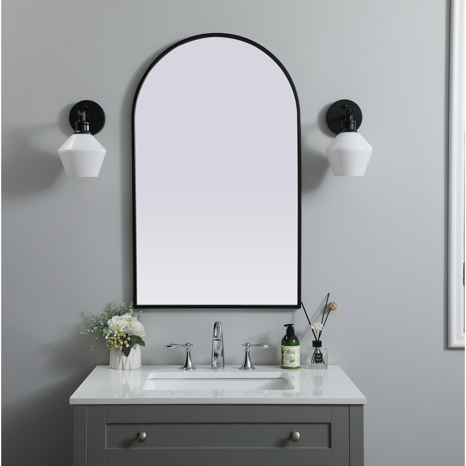 Sabine 36" Accent Mirror, Black, 36" x 22"