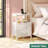 Nightstand With Charging Station, Side Table With 2 Fabric Drawers, End Table With Open Shelf, Bedside Table With USB-C Port And Outlets, Night Stand, PU Leather, White-124493349