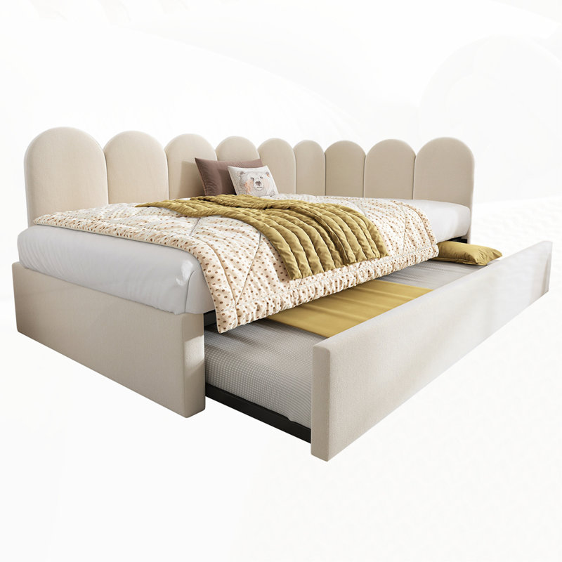 Lit de jour rembourré avec lit escamotable, Beige