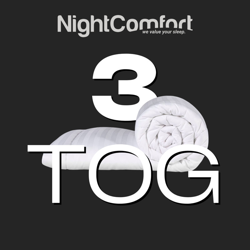 NightComfort Feels Like Down Summer Cool 3 Tog Duvet Microfibre Satin Stripe Quilt, Double