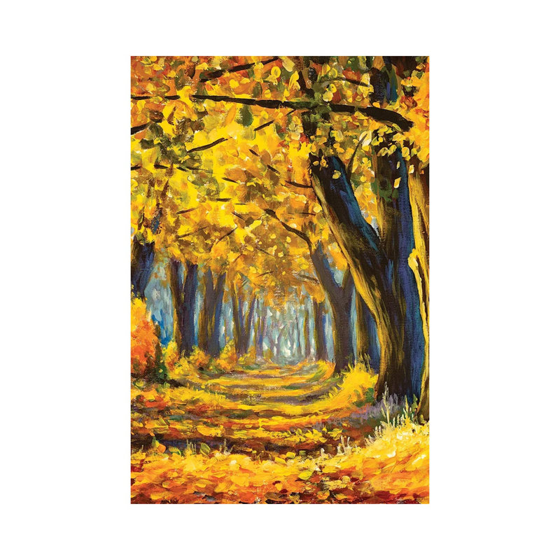 Golden Autumn Trees by Valery Rybakow - Wrapped Canvas Painting, 20.32 cm H x 30.48 cm W
