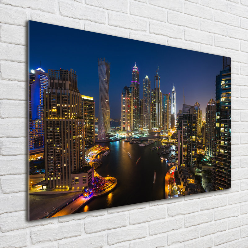 Marina In Dubai - No Frame Print on Glass