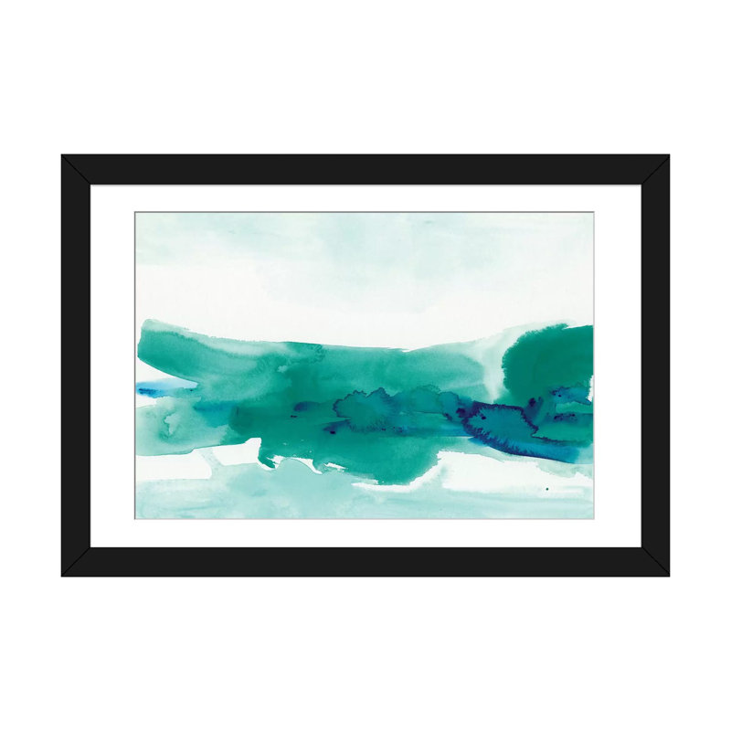 «Teal Coast II», reproduction d'art sur toile tendue, Papier d'art encadré noir, Blanc, H 24 po x l 32 po x P 1 po