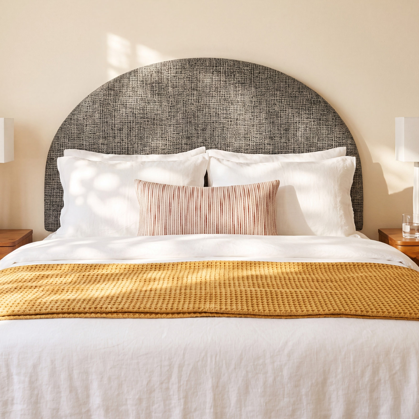 Fabria Upholstered Headboard, Twin, Modern Pepper Tweed