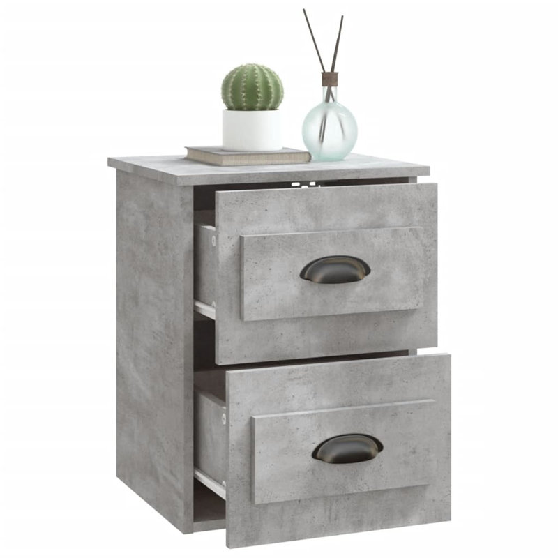 ClassicLiving Wall-Mounted Bedside Cabinet 41.5X36x53cm, Concrete Grey, Individual