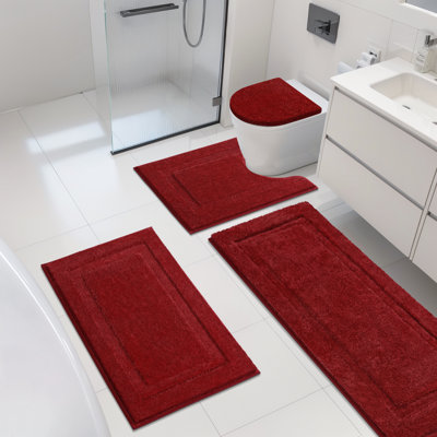 4 Piece Soft Absorbent Microfiber Bath Rug Set with Non-Slip Backing