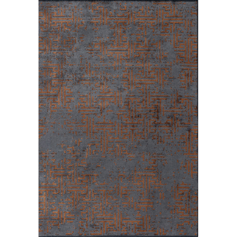 Rapture Gray/Orange Camouflage Luxury Area Rug, Rectangle 7'10" x 11'2"