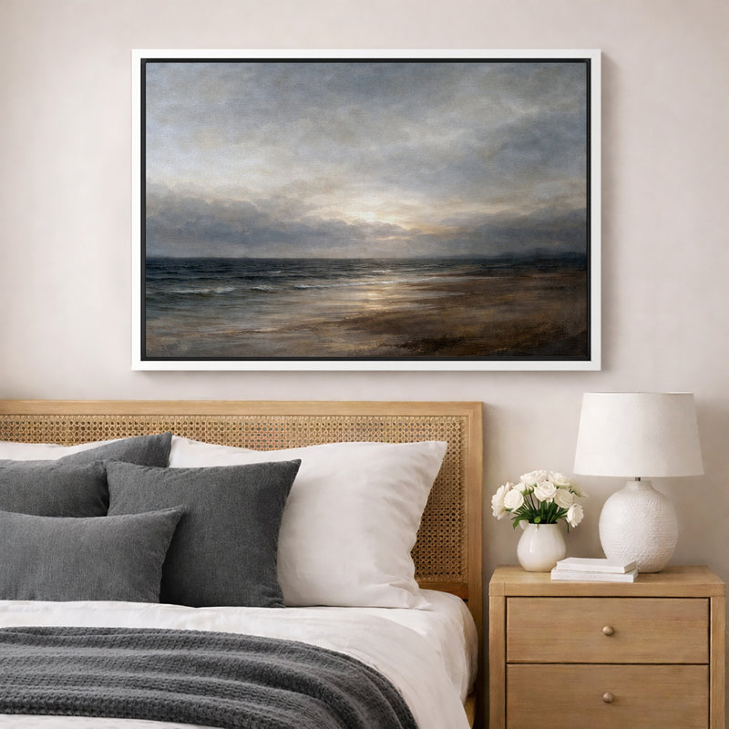 Moody Coastal Shoreline, H 24 po x l 36 po x P 1,5 po, Cadre blanc