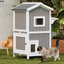 Maison pour chat extérieure en bois à 2 étages résistante aux intempéries avec plateformes de saut, plancher surélevé et toit en asphalte, gris