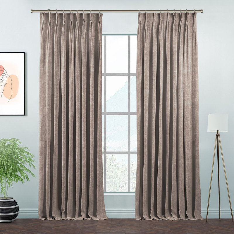 Room Darkening Single Curtain Panel, 245 W x 450 D cm, Tan