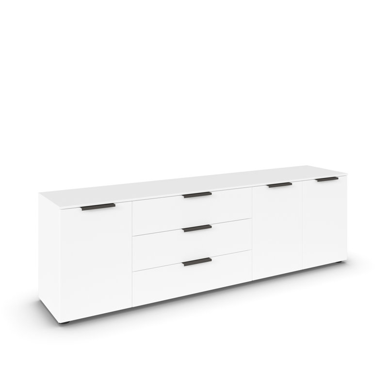 Flipp 3 - Drawer 200" W Combo Dresser, Alpine White/Graphite