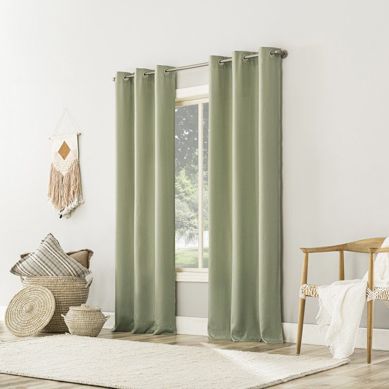 Karpinski Casual Textured Semi-Sheer Grommet Curtain Panel, 40" W x 63" L, Sage Green