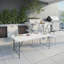 Table pliante à hauteur réglable en granit blanc Techni Home de 4 pi avec poignée facile à transporter