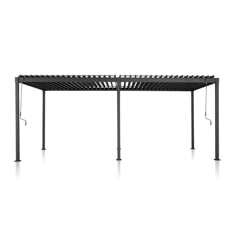 Pergola à structure en acier 80S avec toit à persiennes réglable, L 20 pi x P 10 pi, Gris anthracite