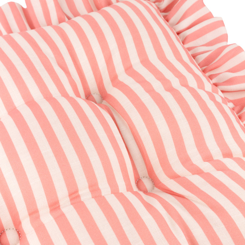 Millie Ruffle 2 Pack Indoor/Outdoor Seat Pads, Pink/White