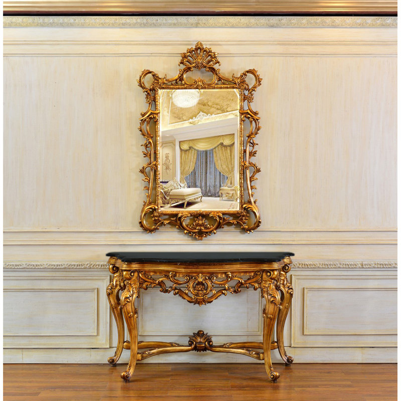 Rosia 53'' W Marble Console Table, Black