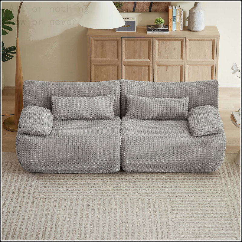 Canapé modulaire Cloud, aucun assemblage requis, 2 sièges, Velours côtelé gris