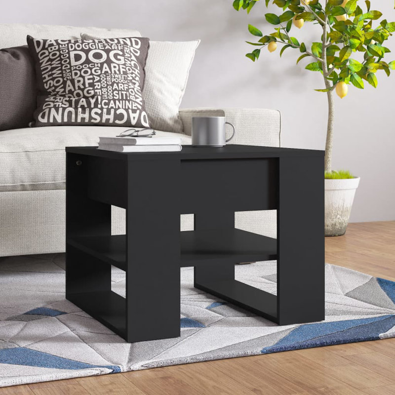 Jahmyia Sled Coffee Table with Storage, Black, 45cm H x 55.5cm W x 55cm D