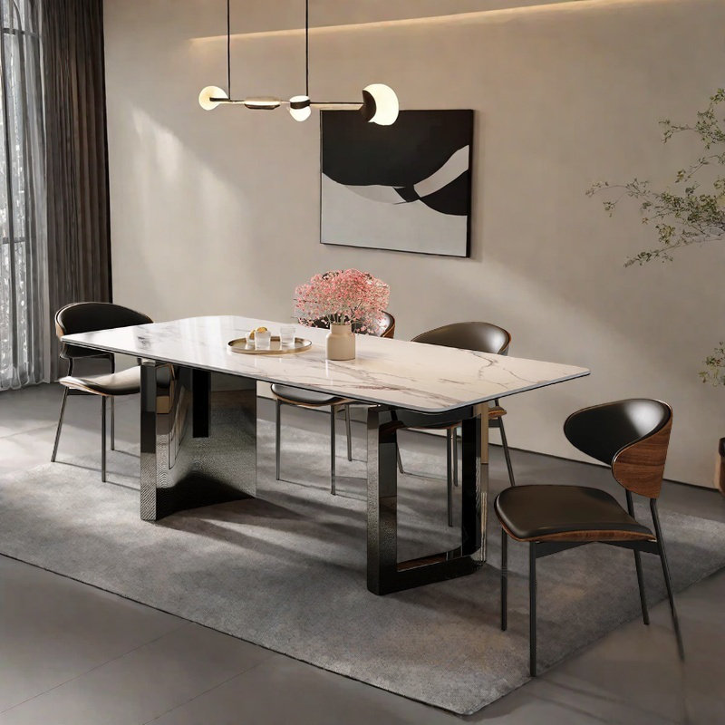 Ensemble de table et chaises de salle à manger en ardoise italienne, H 29,52 po x L 62,99 po x l 31,49 po