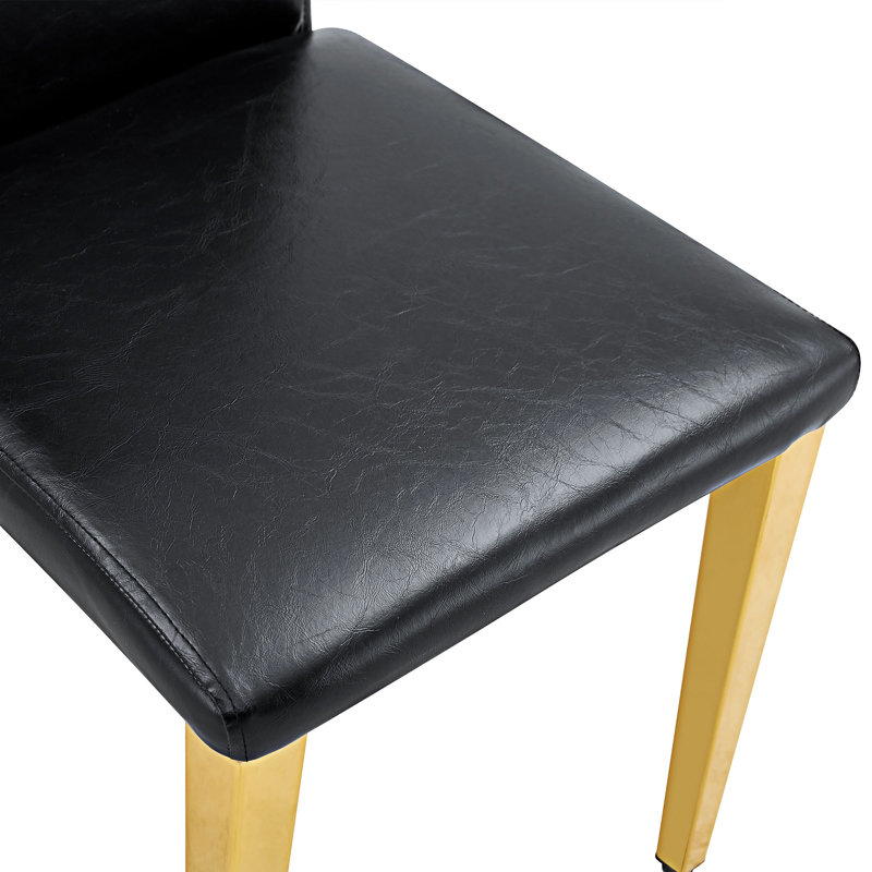 Ensemble de 4 chaises de salle à manger rembourrées, 4, Doré, Noir