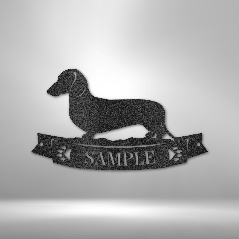 Bannière personnalisée teckel avec monogramme, H 14,25 po x l 14,5 po x P 0,5 po, Noir, Oui